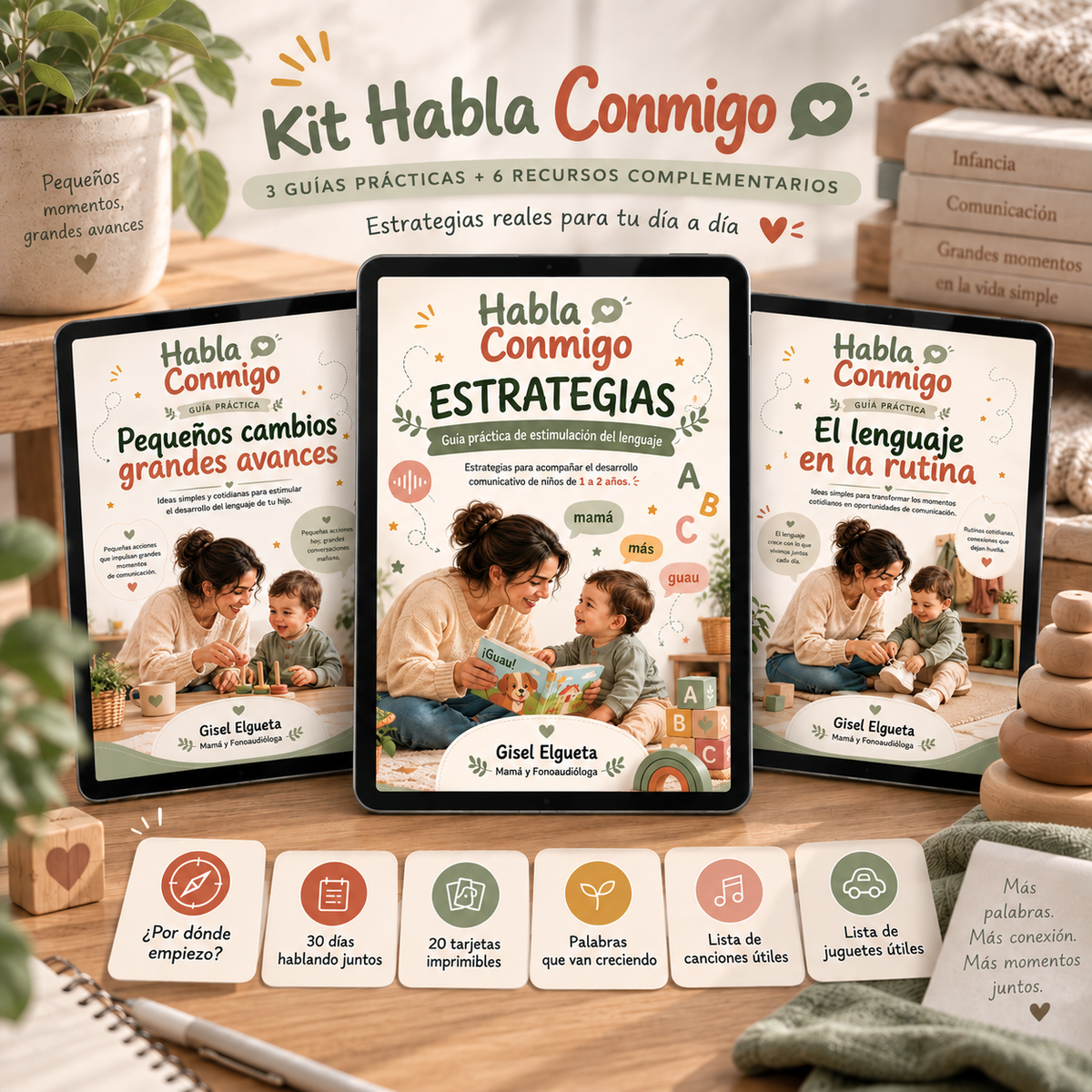 Kit Habla Conmigo | 3 guías para estimular el lenguaje + 6 regalos